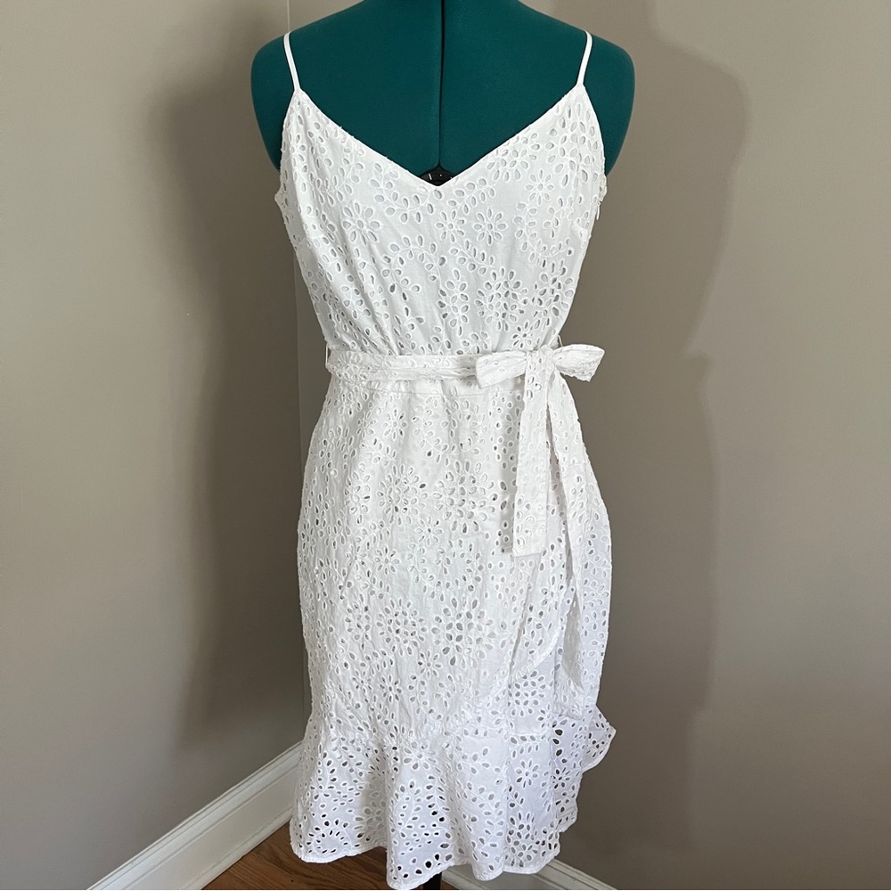 Banana Republic White Eyelet Faux Wrap Mini Dress